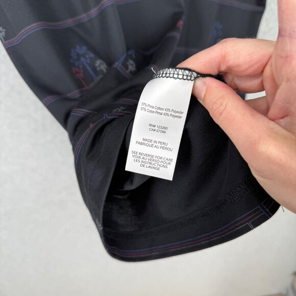 Travis Mathew Mens Honopu Golf Polo Shirt Size XL Black Palm Tree Stripe EUC - Picture 5 of 10
